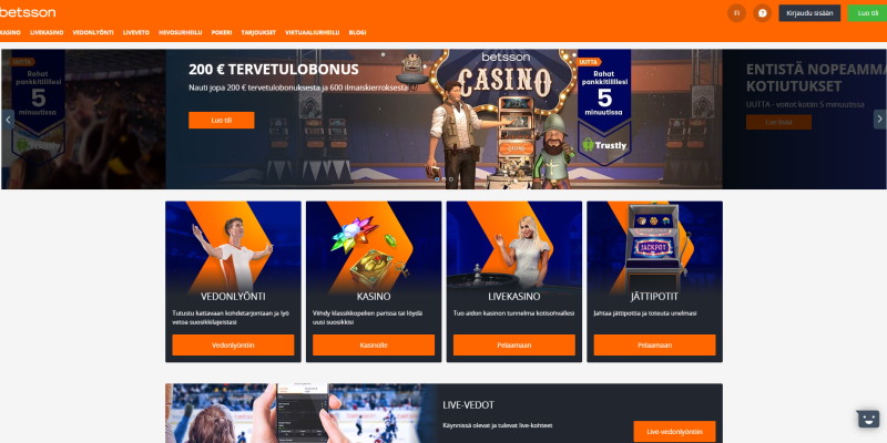 Betsson Aloitussivu