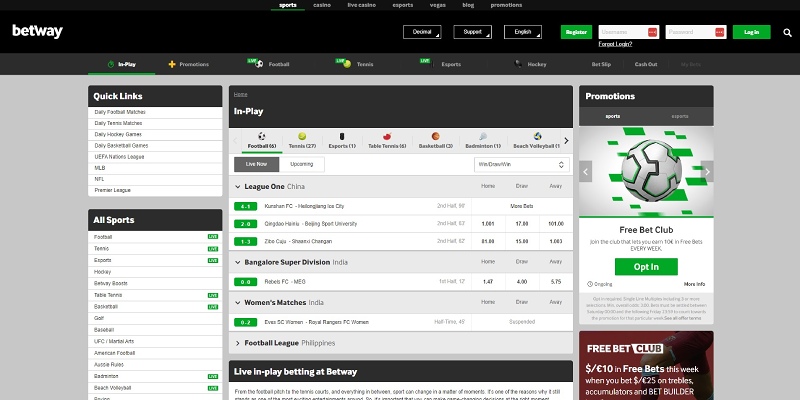 Betway Live Betting
