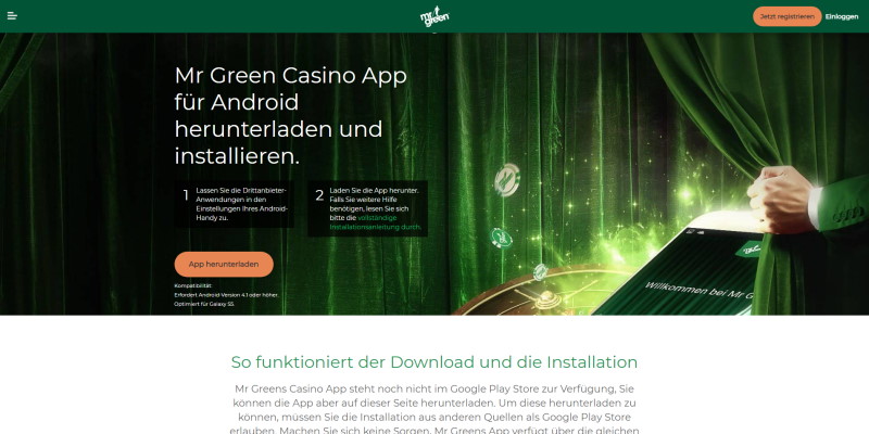 Mr Green app