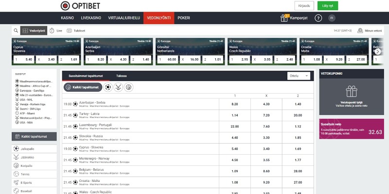 Optibet Urheiluvedonlyönti