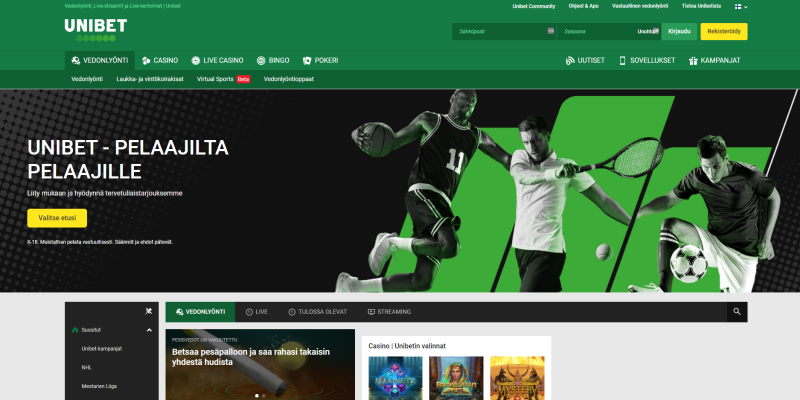 Unibet Aloitussivu